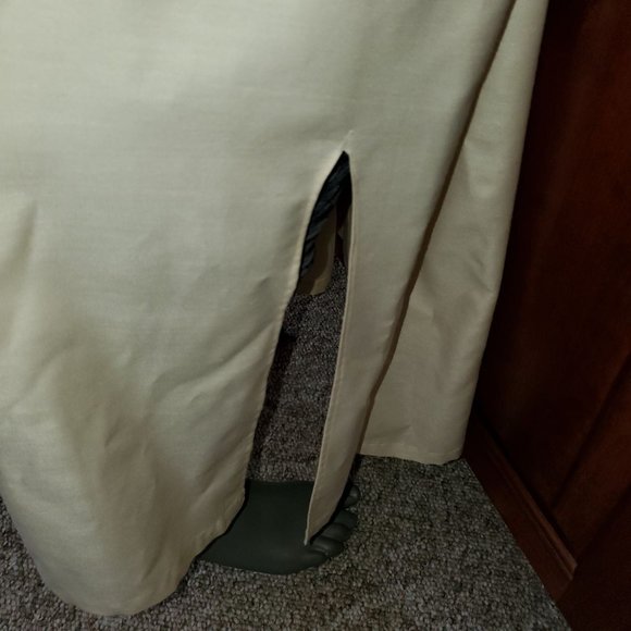 Boho VTG Metallic Embroidered Slub Silk Kaftan Maxi Dress Beige Gold Multi Sz S - Picture 9 of 9